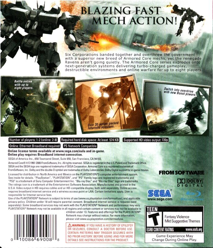Armored Core 4 — box-2D-back (US)