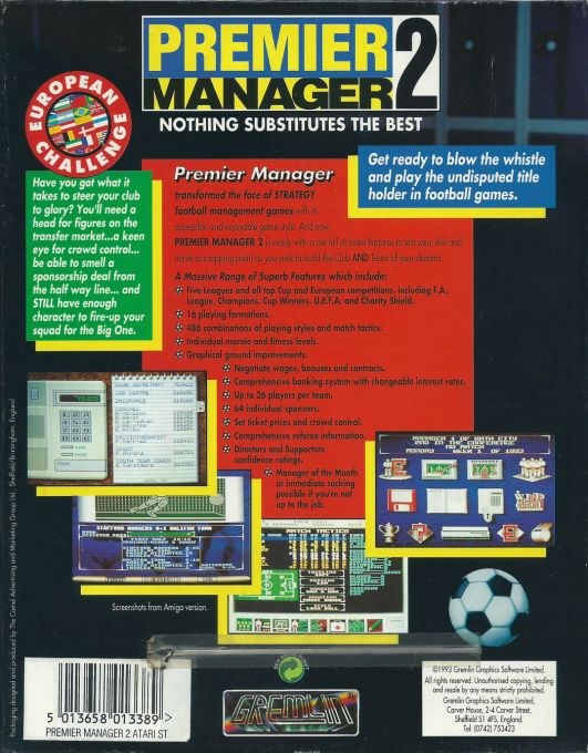 Premier Manager 2 — box-2D-back (EU)