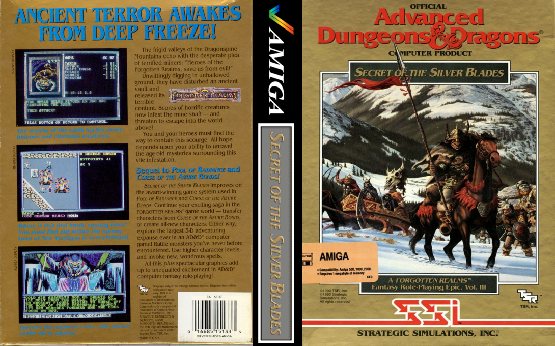 Advanced Dungeons & Dragons - Secret of the Silver Blades - A Forgotten Realms Fantasy Role-Playing Epic, Vol.III — box-texture (WOR)