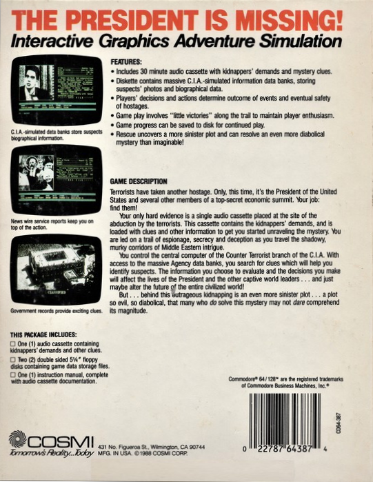 President Is Missing, The — box-2D-back (US)