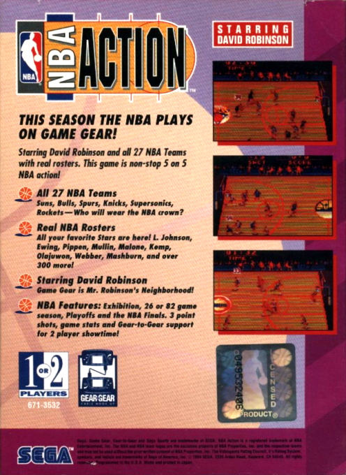 Nba Action Starring David Robinson — box-2D-back (US)