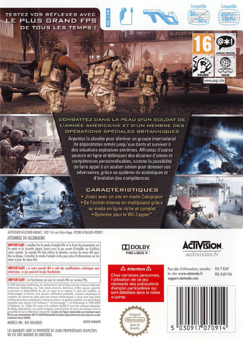 Call of Duty - Modern Warfare - Reflex — box-2D-back (FR)