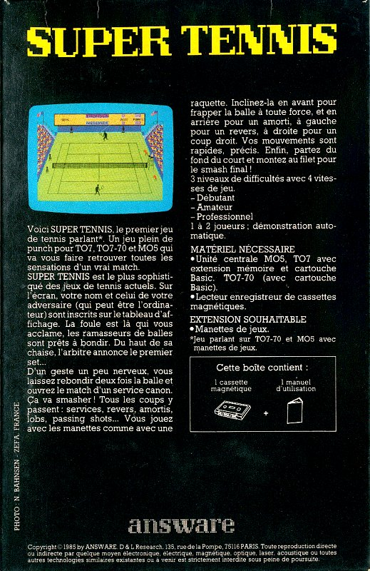 Super Tennis Answare — box-2D-back (WOR)