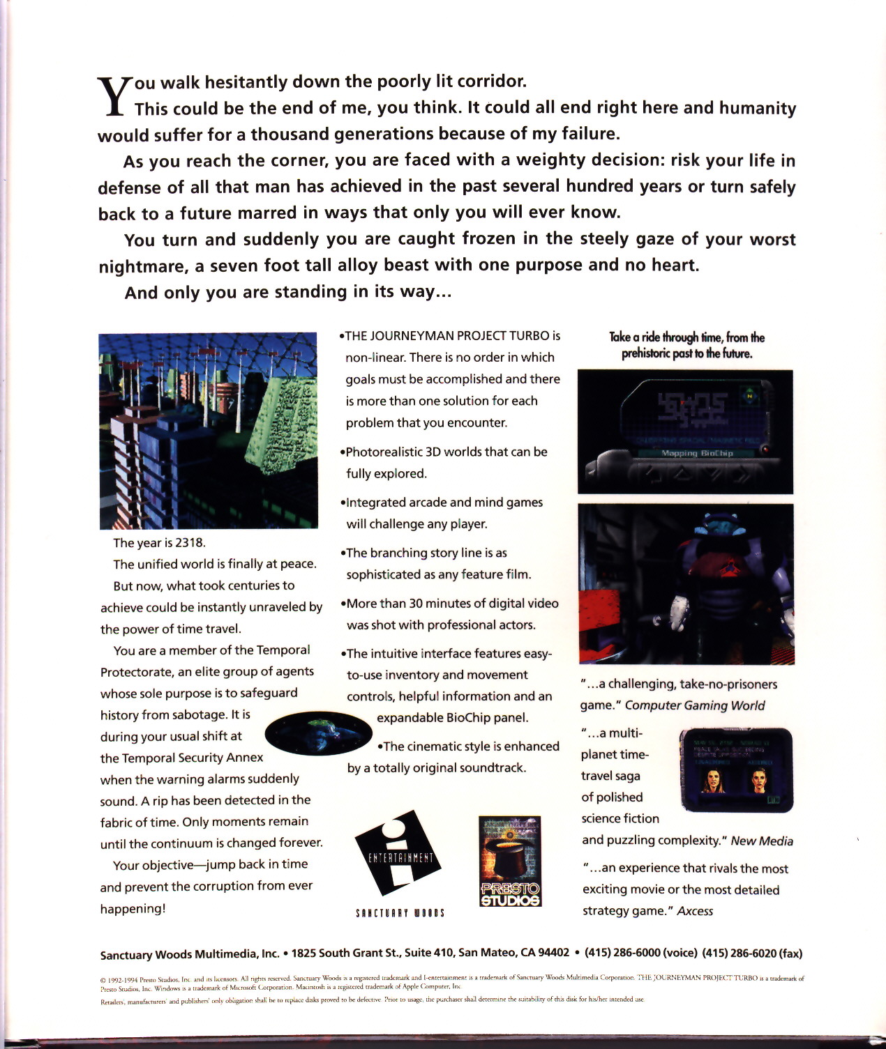 The Journeyman Project: Turbo! — box-2D-back (US)
