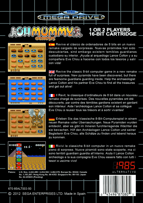 Oh Mummy Genesis — box-2D-back (WOR)