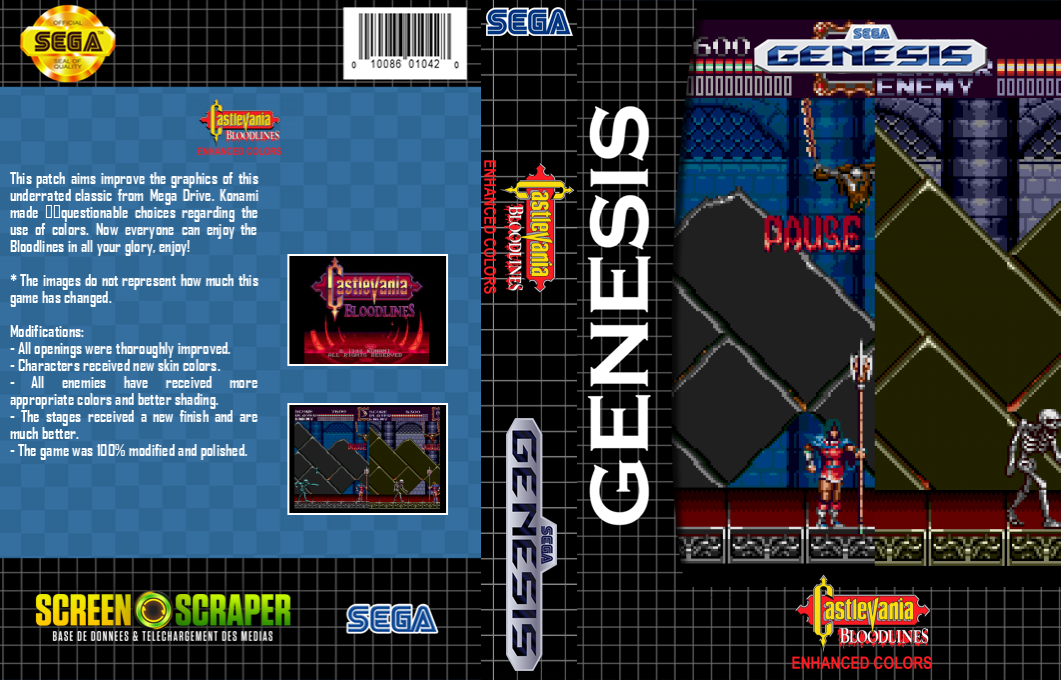 Castlevania Bloodlines : Enhanced Colors — box-texture (SS)