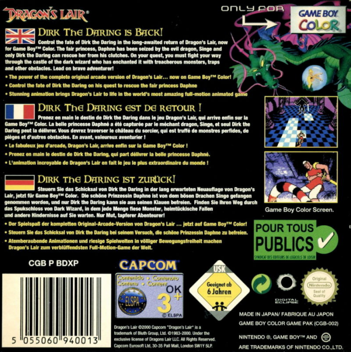 Dragon's Lair — box-2D-back (EU)