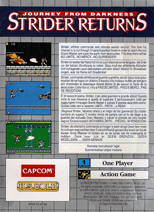 Journey from Darkness - Strider Returns — box-2D-back (EU)