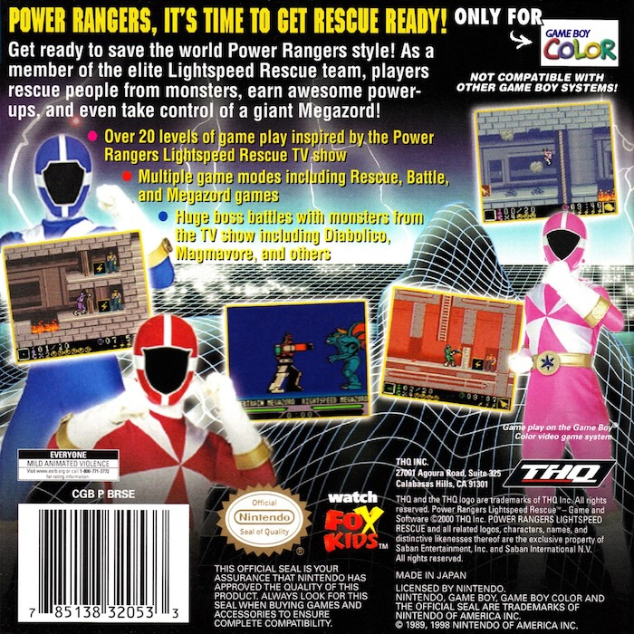 Power Rangers : Lightspeed Rescue — box-2D-back (US)