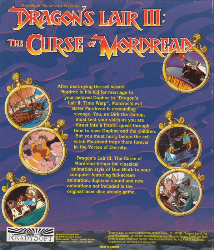 Dragon's Lair 3 - The Curse Of Mordread — box-2D-back (US)