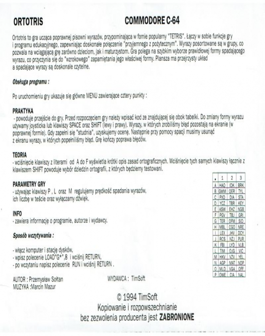 Ortotris — box-2D-back (PL)