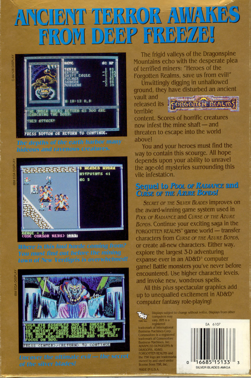 Advanced Dungeons & Dragons - Secret of the Silver Blades - A Forgotten Realms Fantasy Role-Playing Epic, Vol.III — box-2D-back (WOR)
