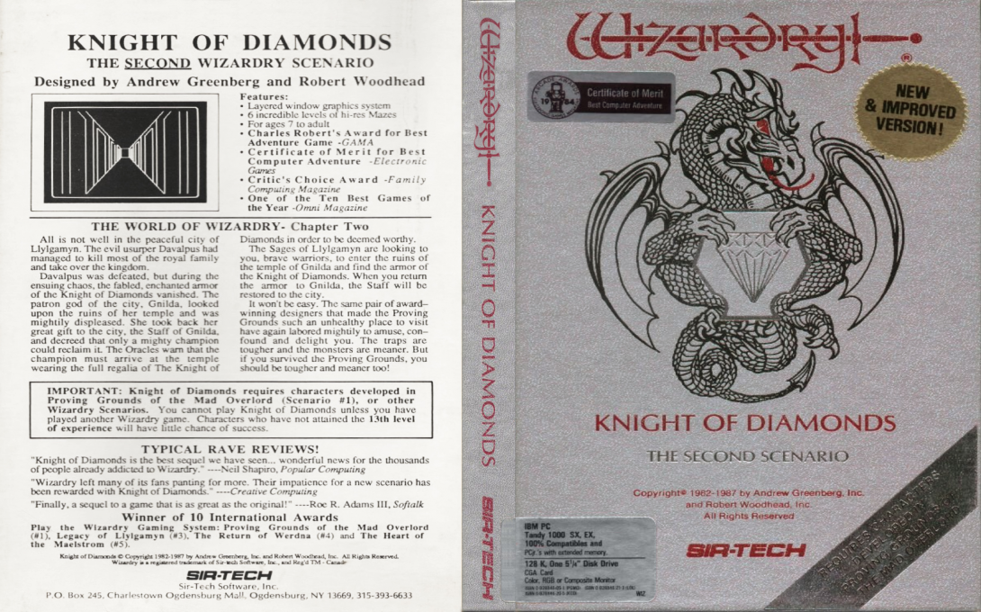Wizardry - Knight of Diamonds - The Second Scenario — box-texture (US)