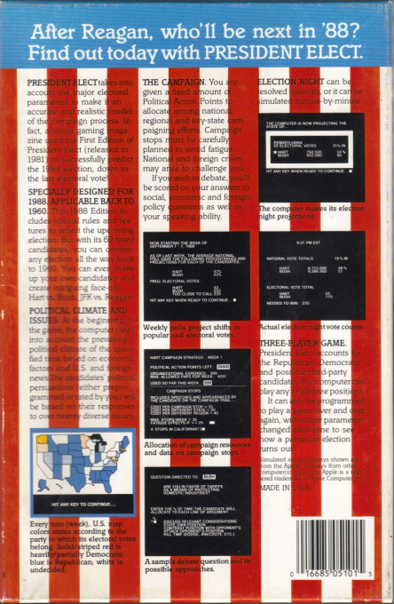 President Elect - 1988 Edition — box-2D-back (US)