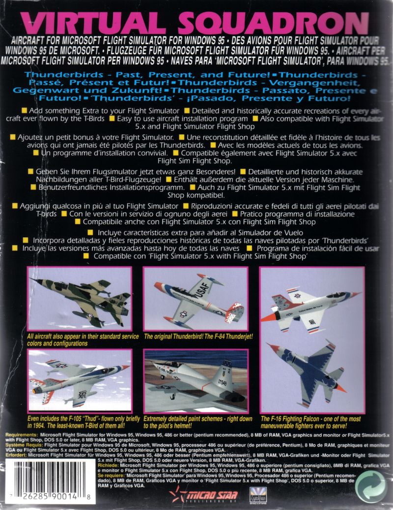 Virtual Squadron: Thunderbirds Past, Present and Future! — box-2D-back (WOR)