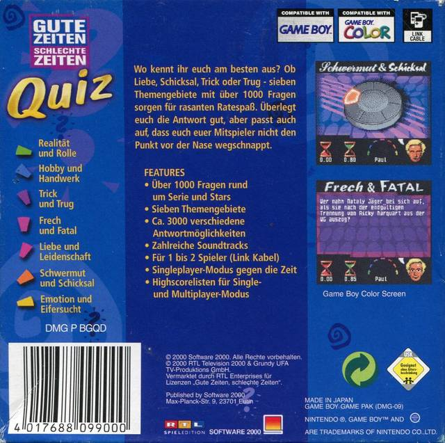 Gute Zeiten Schlechte Zeiten Quiz — box-2D-back (DE)
