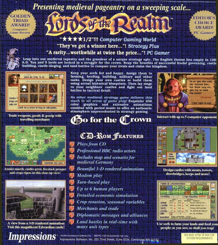 Lords Of The Realm — box-2D-back (US)