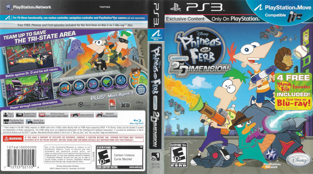 Disney Phineas and Ferb - Across the 2nd Dimension — box-texture (US)