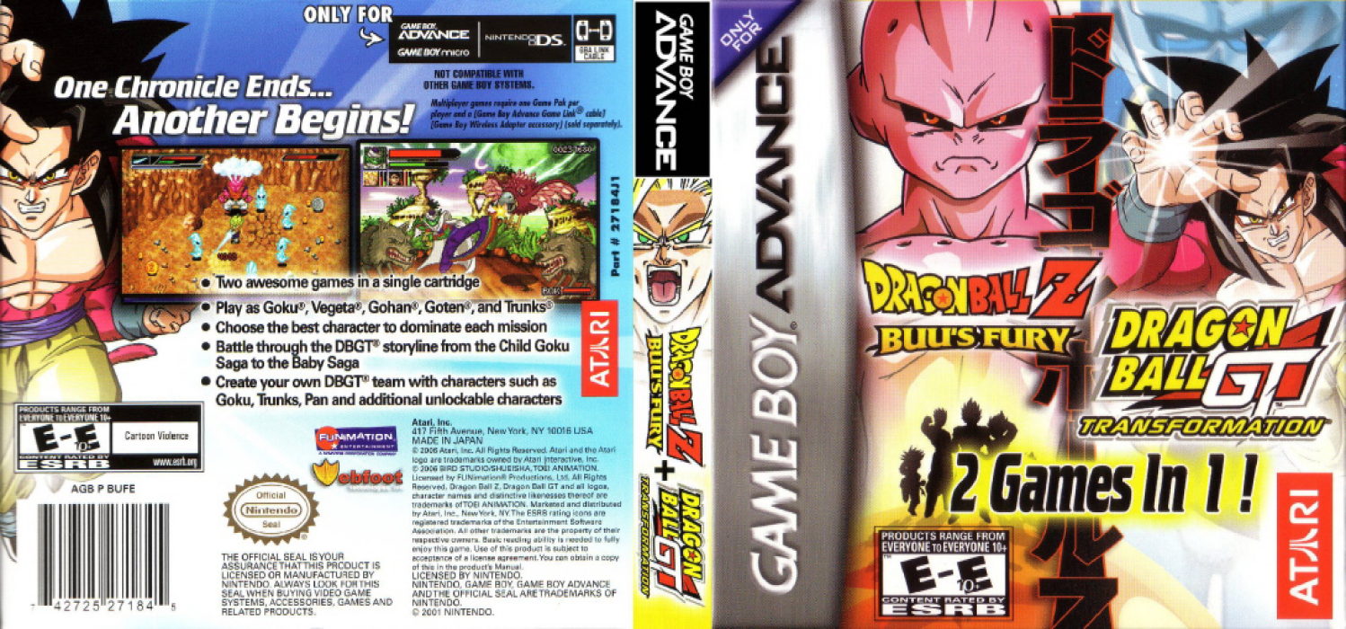 2 Games in 1! - Dragon Ball Z - Buu's Fury + Dragon Ball GT - Transformation — box-texture (US)