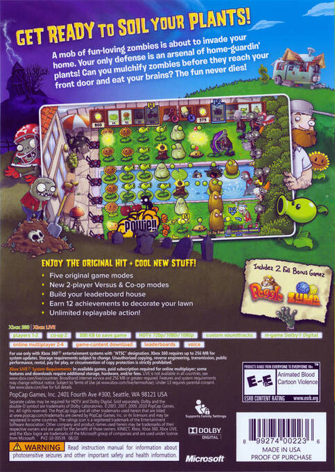 Plants vs. Zombies — box-2D-back (US)