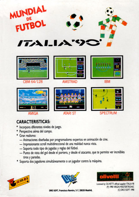 Mundial de Fútbol Italia '90 — box-2D-back (SP)