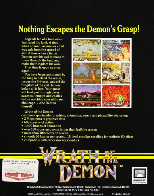 Wrath Of The Demon — box-2D-back (US)