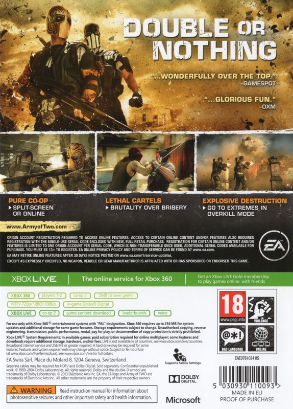 Army of Two - The Devil's Cartel — box-2D-back (EU)