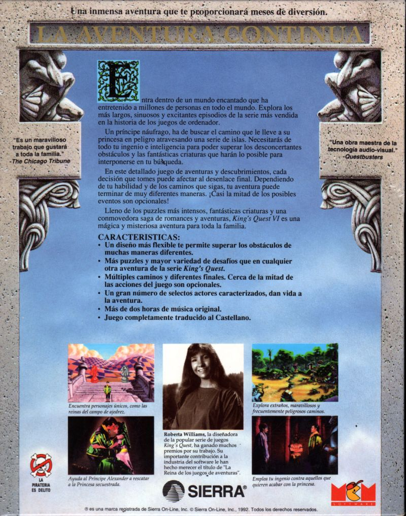 King's Quest 6 - Heir Today Gone Tomorrow — box-2D-back (SP)