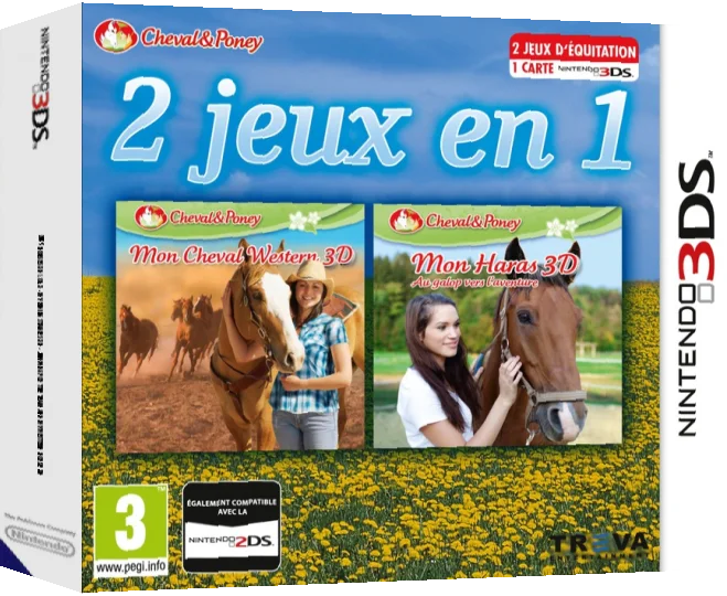 2in1 Horses 3D Vol.3 - My Riding Stables 3D - Jumping for the Team and My Western Horse 3D — box-3D (EU)