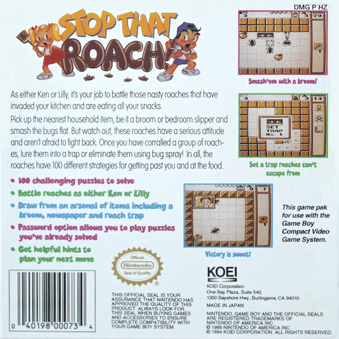 Stop That Roach! — box-2D-back (US)