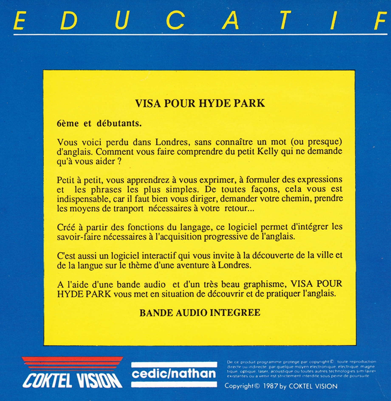 Visa Pour Hyde Park — box-2D-back (FR)