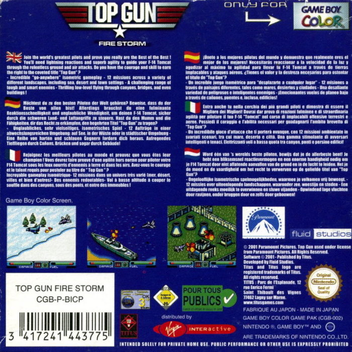 Top Gun : Fire Storm — box-2D-back (EU)