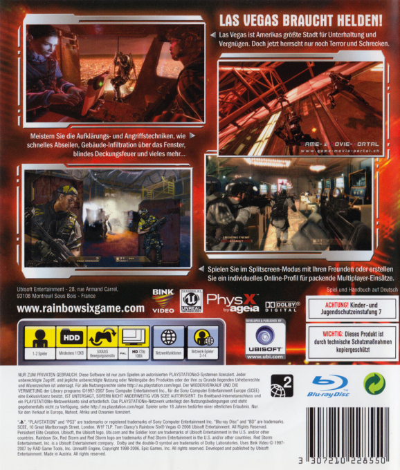 Rainbow Six Vegas — box-2D-back (DE)