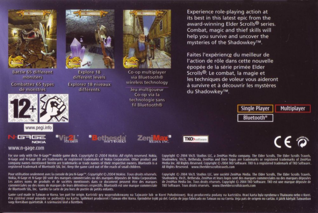 Elder Scrolls Travels - Shadowkey, The — box-2D-back (EU)