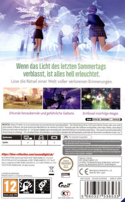 Blue Reflection : Second Light — box-2D-back (DE)