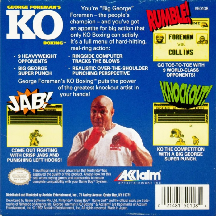 George Foreman's KO Boxing — box-2D-back (US)