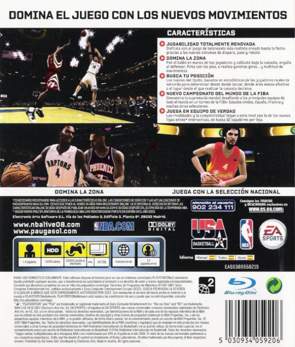 NBA Live 08 — box-2D-back (SP)