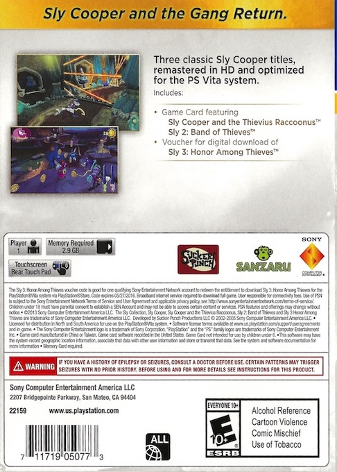 Sly Trilogy, The — box-2D-back (US)