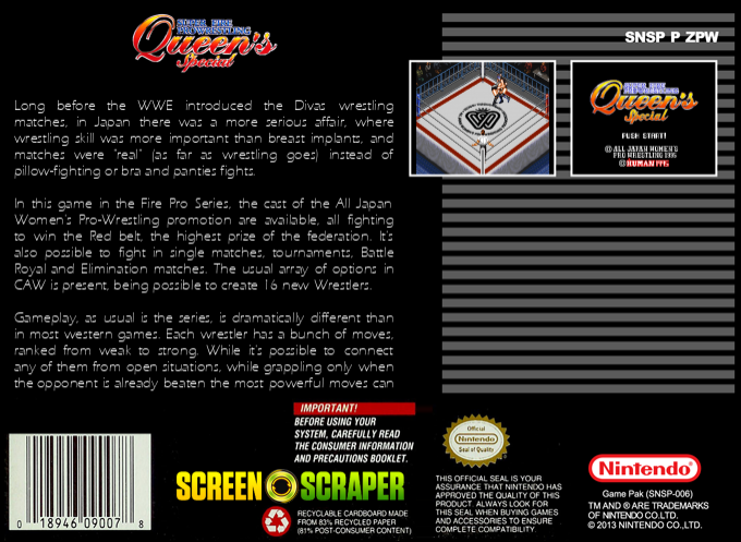 Super Fire Pro Wrestling - Queen's Special — box-2D-back (SS)