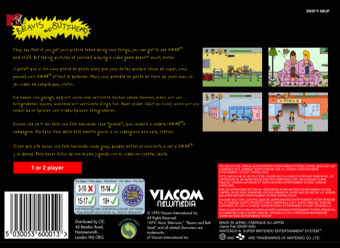 Beavis And Butt-head — box-2D-back (EU)