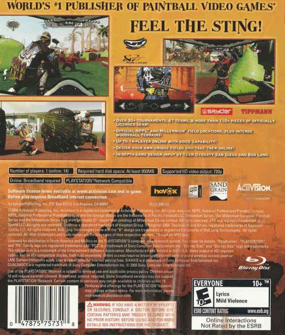 NPPL Championship Paintball 2009 — box-2D-back (US)