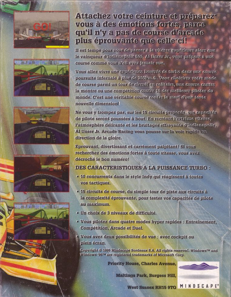 Al Unser, Jr. Arcade Racing — box-2D-back (FR)