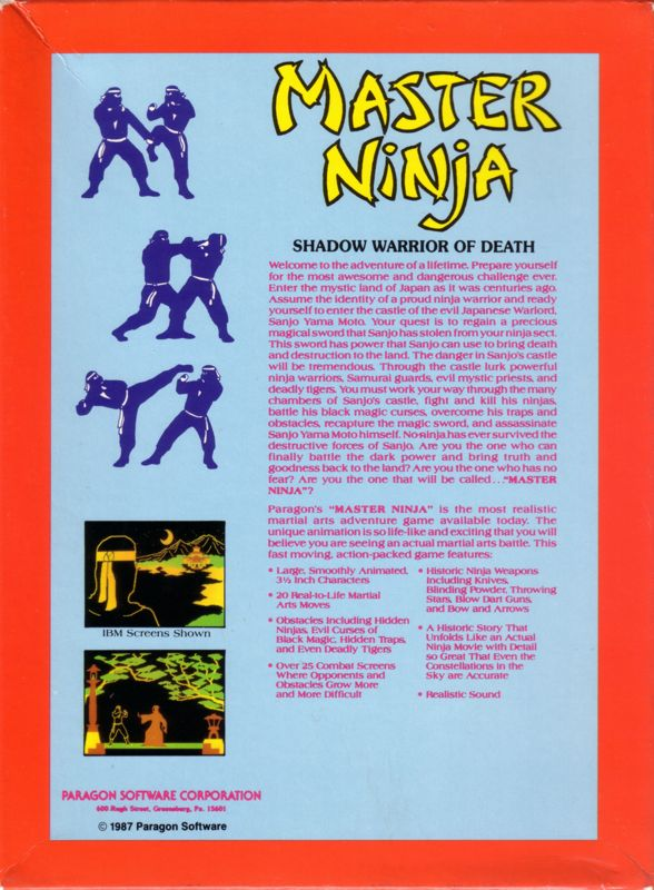 Master Ninja - Shadow Warrior Of Death — box-2D-back (US)