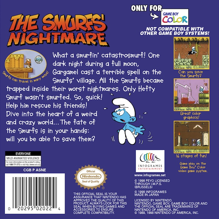 Smurfs Nightmare, The — box-2D-back (US)