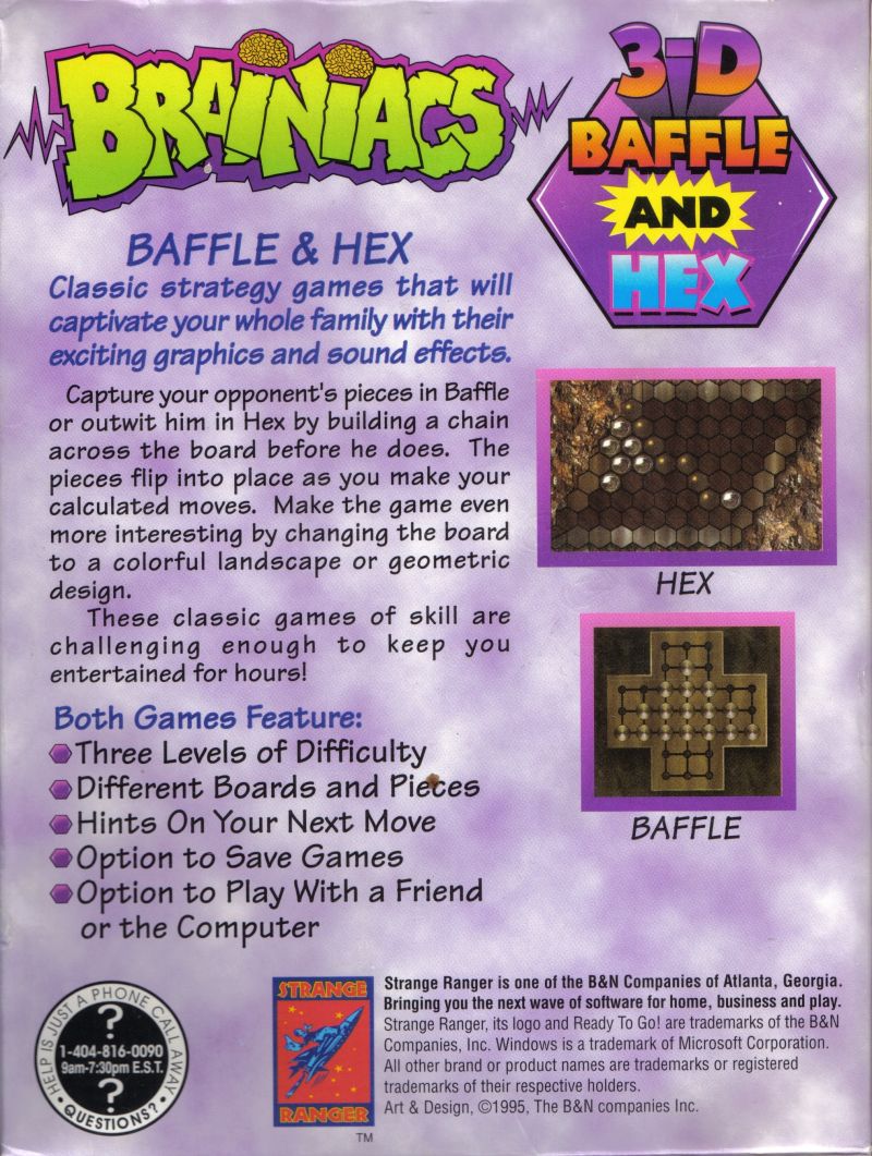 Brainiacs: 3-D Baffle and Hex — box-2D-back (US)