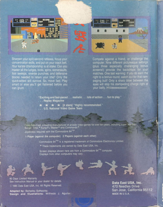 Karate Champ — box-2D-back (US)