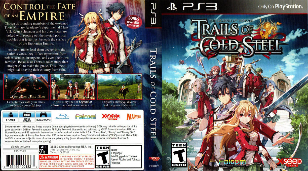 Legend of Heroes, The - Trails of Cold Steel — box-texture (US)