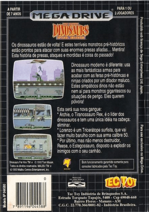 Dinosaurs For Hire — box-2D-back (BR)