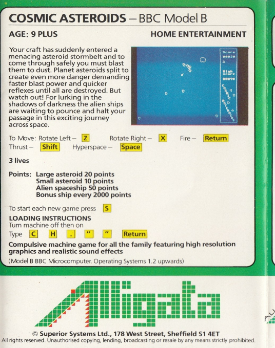 Cosmic Asteroids — box-2D-back (WOR)