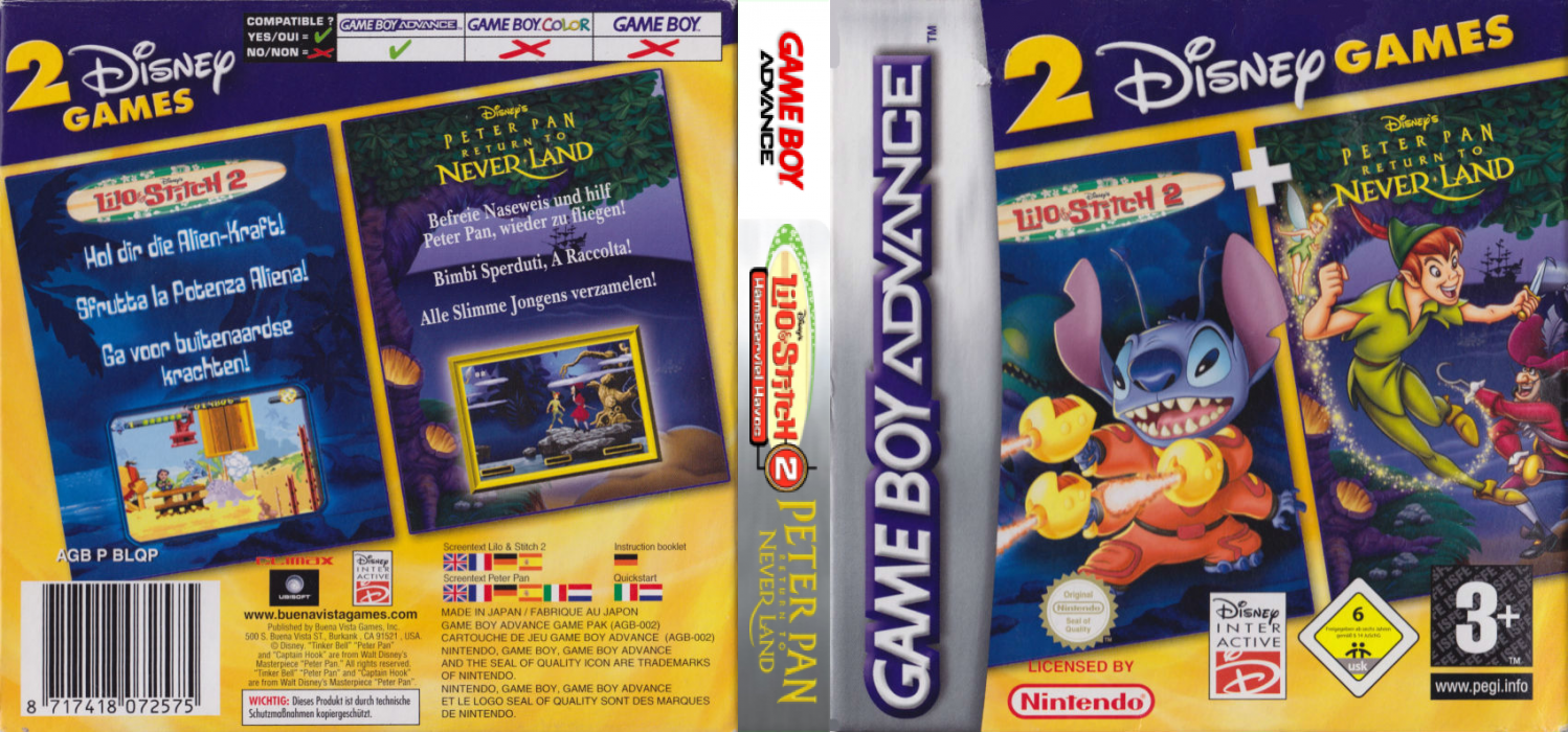 2 Disney Games - Lilo & Stitch 2 + Peter Pan - Return to Neverland — box-texture (EU)